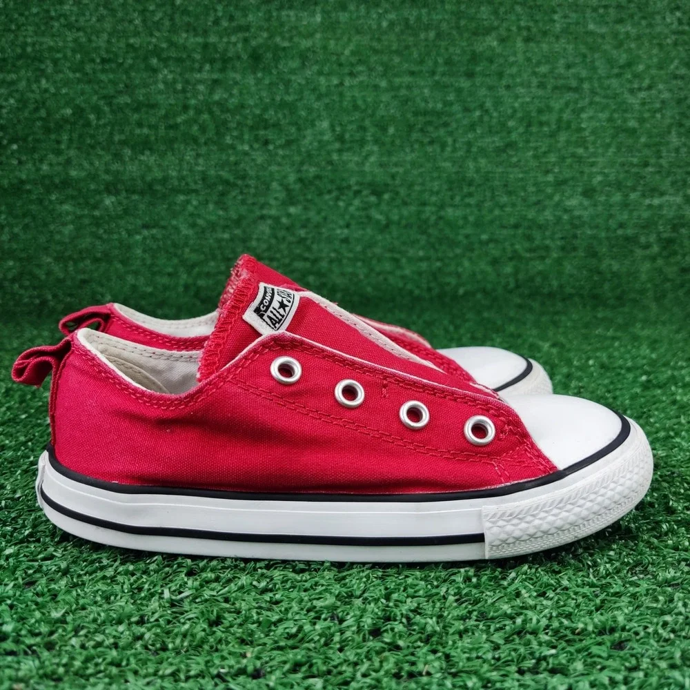 Converse Sneakers Kids 10 Red Chuck Taylor All Star Slip On Low Top 764029F